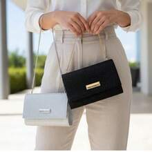 Set Of 2 Small Square Party Bags With Glitter - Handbag With Glitter - Promotion - Immediate Shipping - 銀色 - 查看 1