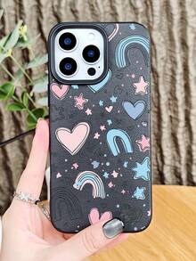 Cute Heart Rainbow Star Pattern Phone Case Cover With Fun Colorful Design Protective Shockproof Slim Fit Compatible With Iphone 17Promax/17Pro/17AIR/17/16Promax/16Pro/16Plus/16/15Promax/15Pro/15Plus/15/14Promax/14Pro/14Plus/14/13Promax/13Pro/13/12Promax/12Pro/12/11Promax/11Pro/11/XSMAX/X/XS - Mint Green - View 11