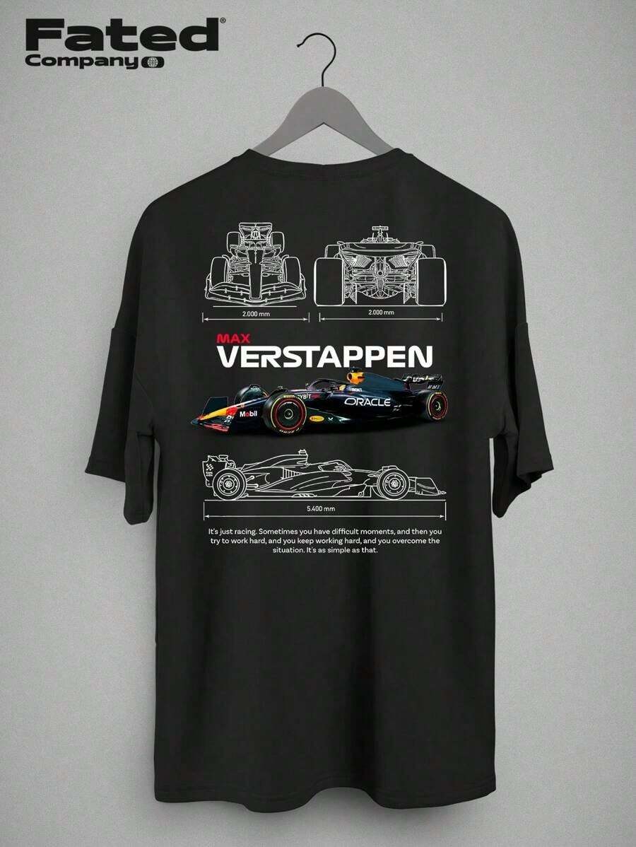Blueprint T-Shirt - Fated Car 100% Cotton - 黑色 - 查看 1