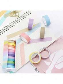12 rolos de fita adesiva decorativa com desenhos animados fofos, estilo . - Multicolorido - Ver 7