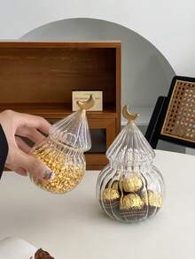 1个月亮玻璃糖果收纳罐，巧克力坚果罐，简约奢华风格，适用于厨房、餐厅、客厅收纳、家居装饰、礼品 - 彩色 - 查看 3