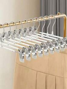Hangers With Adjustable Clips And Swivel Hook, Heavy Duty Non-Slip Skirt Hangers For Closet Storage, Space Saving Clothes Hangers For Socks, Dress, Jacket, Bathroom And Bedroom Accessories - Multicolor - View 3
