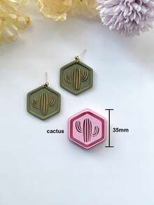 1/4Pcs Embossing Soft Clay Molds, Cactus Western Debossing Clay Earring Cutter For Polymer Clay Jewelry Making, Snake Moon Polymer Clay Stud Earring Stamp Making Tool, Clay Jewelry Making Kit, Clay Earring Molds, Made By PLA, DIY Earring Gift - Pink - View 7
