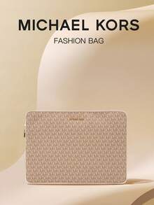 Michael Kors Jet Set Travel Large Capacity Laptop Bag With Monogram Vegan Leather Laptop Sleeve Computer Case Water Resistant - Brown - View 1