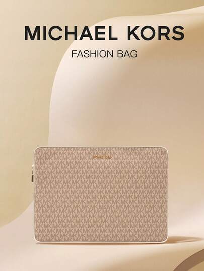 Michael Kors Jet Set Travel Large Capacity Laptop Bag With Monogram Vegan Leather Laptop Sleeve Computer Case Water Resistant