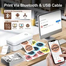 Marklife 4"X6" Wireless Thermal Label Printer - Suitable For Logistics, Postal Services, Air Transport And Small-Medium Enterprises. Compatible With Android, Apple And Windows Systems, Can Be Used As A Desktop Label Printing Device. - View 9