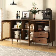 Country Style Sideboard With Rattan Doors – 130 X 75.5 X 40 – Magnetic Closure, Adjustable Shelves, Stable Structure – Elegant And Versatile Design [OLD SKU:WF298018019NAA] - 1 - 查看 6
