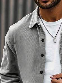 Vintage American Corduroy Plus Size Men Pocket Long Sleeve Jacket Coat