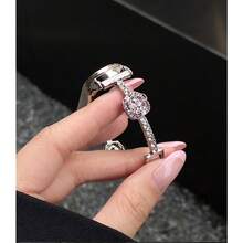 Un ceas de damă cu parfum Camellia, în stil vacanță de vară, cu o curea strălucitoare cu diamante. - Roz - Vizualizare 10