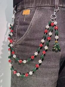 1 件时尚街头嘻哈裤链，手工陶瓷水钻球腰链，男女通用身体链配饰，适合日常佩戴（友情提示：这是一条手工链，偶尔脱落是正常现象，可以重新组装） - 白色 - 查看 14