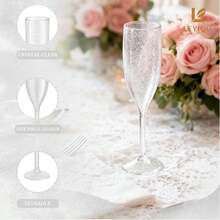 Amber Plastic Champagne Flutes Set Of 48, Plastic Champagne Glasses For Wedding,Reusable Acrylic Goblets For Parties Christmas Bar Anniversary Event Drinks - Sáng bóng và trong suốt - Xem 2