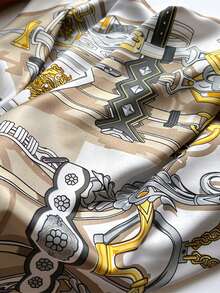 1条女士新款90厘米大方巾，复洛克风格仿丝提花头巾/披肩，百搭连衣裙 - 多色 - 查看 9