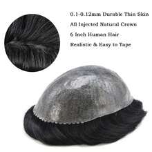 Hair Toupee Full PU Thin Skin Base 13*18 Cm Men Hair Toupee Npu Hair Patch For Men Thin PU Toupee Topper Mens Human Hair Hairpiece Replacement System Men Hair Tropper, Natural Black Short Men Topper Wig Real Human Hair - Natural Black - 查看 6