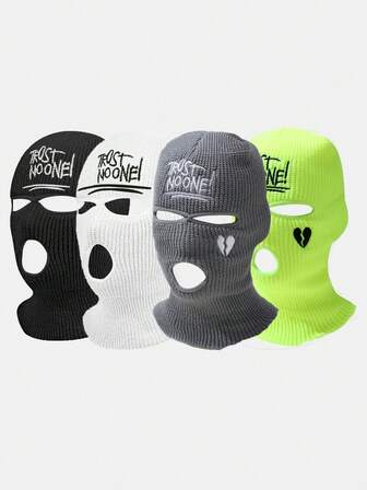 Men's Solid Color Fashionable Outdoor Balaclava Cap With Face Mask Halloween Valentine's Day Valentines Ski Masks
