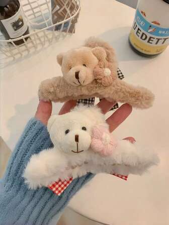 1pc Cute Fluffy Teddy Bear Hair Clip, Sweet Girl Hair Clip, Fashionable Animal Hair Claw Clip, Autumn/Winter Style Hair Accessory, Halloween Gift Essential, Daily Commute Fashion Accessory, Cute Panda/Frog/Rabbit/Chick Hair Clip Fall Hair Accessories For Women For Vacation Outfits Woman