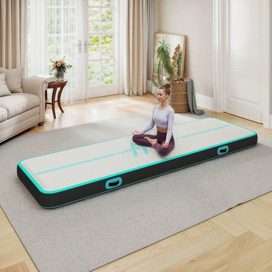 BALCONERA Air Mat Track, 300cm Carbon Fiber Path Style Tumbling Air Mat With Air Pump, 10cm High, Inflatable Gymnastics Mat For Training, Tumbling, Yoga, Outdoor & Fitness - 查看 1