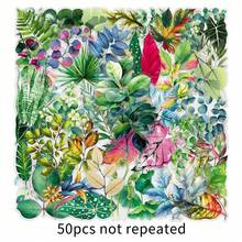 50 ملصق أوراق نباتية خضراء شفافة 2D ملصقات جمالية هدايا ملصقات مضحكة ومرحة ألعاب تسعينيات ملصقات لوازم الألبوم، المظاريف، زجاجات المياه، الكمبيوتر، اللابتوب، الهاتف، الحقائب، الدفاتر، الثلاجة، حفلات المناسبات، الديكور - متعدد الألوان - مشاهدة 5