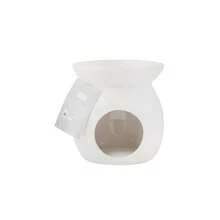 FabFinds White Ceramic Oil Wax Melt Burner 10cm Assorted Piece - White - View 1