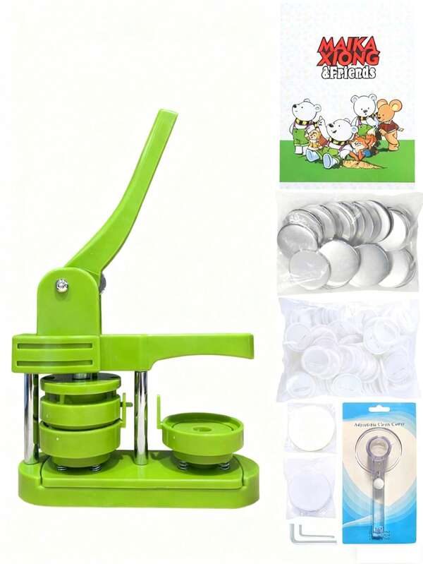 58mm (2.25 Inch) DIY Pin Badge Button Maker Press Machine, Comes With 100pcs Button Parts And Picture & Round Cutter (3rd Generation), No Installation Required