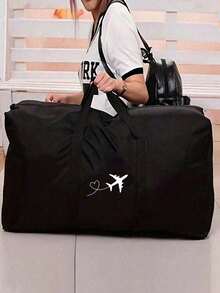1pc Foldable Travel Bags Unisex Storage Bag, With Heart-Shaped Airplane Pattern,Portable Women Handbags Men Large Capacity Luggage Bags, Multifunctional Travel Accessories,Luggage Bag Moving Bag Oxford Cloth, Packing Luggage Bag, Moving Storage Bag,Suitable For Dormitories, Rental Houses, School Dormitories, Moisture-Proof And Dust-Proof Storage Bags For Clothes And Quilt Bag,Suitable For Business Travel, Vacation, And Moving