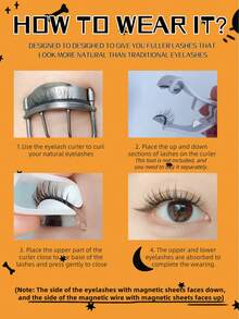 1 par de cílios postiços magnéticos, estilo meio cílio, sem necessidade de cola, cílios magnéticos curtos, efeito de maquiagem olho de gato natural, reutilizáveis, adequados para extensões de cílios, ideais para pessoas com má postura, blogueiras de beleza e para presentear. - Meios Cílios - Ver 3