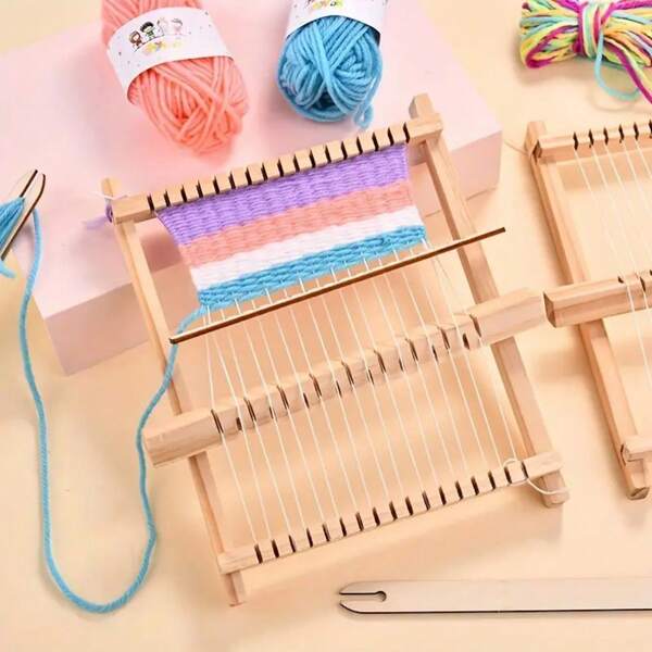 1 Set Wooden Weaving Loom Kit, Multi-Functional Weaving Machine For DIY Fashion Wall Hanging And Crafts - No Electricity Required, Includes Colorful Yarn Balls And Tools, Ideal For Art Projects And Sewing Hobbyists, Durable And Versatile, Suitable For Beginners, Sewing Accessories, Knitting Crafts, Adult Crafts, Manual Activities, Embroidery Kits, DIY Creativity, Home Entertainment, Clothing Making Supplies, Grandma Gift