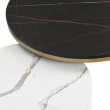 Elegant Folding Coffee Table: Decorative Look, Gold Decoration, Side Table With Drawers - Set Of 2 - 黑色+中密度纖維板 - 查看 3