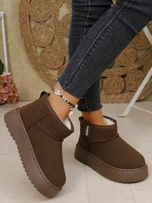Fall/Winter Thick Sole Comfortable Slip-On Ankle Boots, Warm, Fashionable, Versatile,Fur Boots