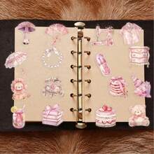 50PCS Pink Transparent Stickers Vinyl Aesthetics Stickers For Scrapbooking, Diary, Laptop, Bumper, Skateboard, Water Bottle, Computer, Phone, Cartoon, Hard Hat, Car Stickers And Decals - Hồng - Xem 9