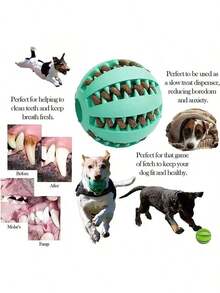 1pc Dog Toy Ball, Interactive Rubber Ball, Chew Toy Suitable For Small Dogs, Teeth Cleaning Ball, Pet Food Feeder, Silicone Ball Toy - Multicolor - View 6