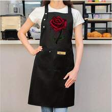 Bleeding Rose Design Apron - Blood-Drip Symbol Of Love & Pain, Unisex Chef Apron With Pocket, Heavy-Duty Dark Aesthetic Kitchen Apron For Women & Men () For Cooking, Arts, Blood Splatter Themed Apparel - 均碼 - 查看 4