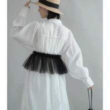 1pc Tulle Pleated Mini Skirt, Lace Shawl With Tie, Kawaii Ballet Style - Multicolor - View 8