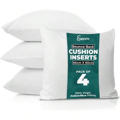 Pack Of 4 Cushion Inserts 60cmx 60cm U2013 Soft Plump 24x 24 Cushion Insert U2013 Hypoallergenic, Bounce Back Cushion Pads Sofa Couches Pack Of 4 - 24x 24