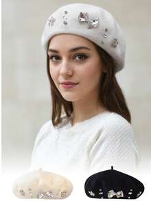 1 pieza Boina de artista hecha a mano con decoración de brotes de frijol, estilo de fruta delgada y transpirable, adecuada para regalos, fiestas de Halloween, uso diario, primavera/verano