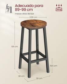 VASAGLE Kitchen Chairs - 棕色 - 查看 5