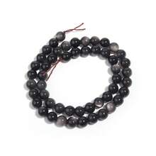 1 件天然紫辉石宝石珠 4/6/8/10/12 毫米，手工 DIY 珠宝用品，适用于手链、项链、时尚珠宝、手机吊饰、钥匙扣 - 銀曜石 - 查看 7