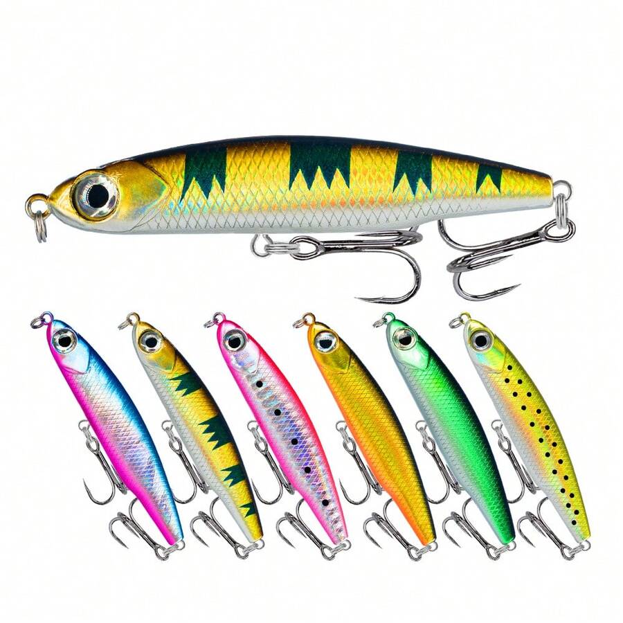 6Pcs Sinking Minnow Lure For Fishing 3.5g 5.5g 8g 12g 3D Eyes Fishing Swimbait Pencil Casting Lure With 2 Treble Hook