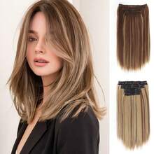 4pcs Invisible Clip-In Hair Extensions, Thickening Highlight Hair Pieces, 14 Inch Straight Short Synthetic Hair Wefts, Women Hair Clips, Hair Accessories - Multicolor - View 11