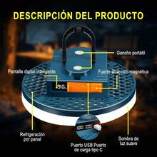 Linterna de camping,Linterna LED portátil para acampar com 3Modos Iluminación,7200mAh 900 lúmenes,Luces de Camping de USB Recargable,Adecuada para Acampar al Aire  Uso Doméstico Diario - 1 - Ver 4