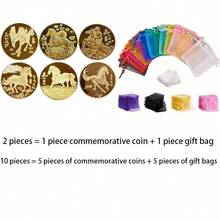 10pcs (5pcs Commemorative Coins + 5pcs Gift Bags) / 2pcs (1pc Commemorative Coins + 1pc Gift Bags) Optional Chinese Zodiac Horse Commemorative Coins, Lucky Horse Badges With Gift Bag, New Year, Birthday, Wedding, Baby Shower, Valentine's Day, Anniversary, Mother's Day, Father's Day, Back To School, Graduation Party, Holiday, Birthday Decoration, Random Color And Style - Multicolor - View 11