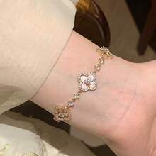 "Spring Flower Oath" Medieval Pink Flower Bracelet Autumn New Daughter Temperament Niche Versatile Fashion Bracelet - 粉紅色四葉草手鍊 - 查看 2
