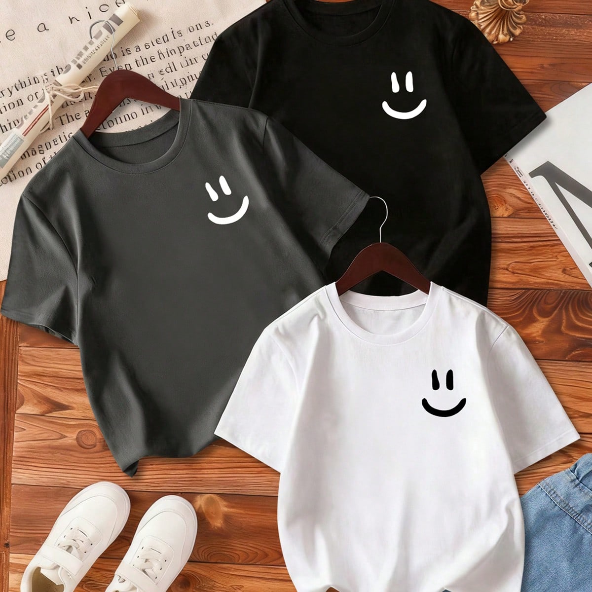 Conjunto de 3 piezas con estampado de dibujos animados para niño, de manga corta