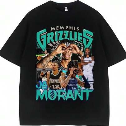 Camiseta Ja Morant 12 Memphis Graphic Basketball Fans para hombre, manga corta, cuello redondo, estampado, estilo pullover (-2-)unisex de la  de algodón puro de alta densidad de 220 g. C-AmiS-eta de viA-Je de aL-Godón de - UniS-ex - SeC-Ado rápido y mínimas arrugas Apta para todas las perS-onas, ya sean mujeres o hombres Tejido duradero de alta C-Alidad apto para todas las oC-Asiones, suave al tacto pero diseñado para durar Tops transpirables Conjuntos de otoño para mujer Conjuntos de vaC-Aciones para mujer Disfraz de Halloween para mujer