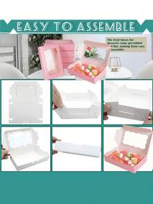 12pcs/1pc 7 X 4 3/8 X 1 1/2 Inch (17.8 X 11.4 Cm) Cookie Boxes With Clear Window, Small Pink Cookie Boxes For Bakery Snacks, Suitable For Desserts, Donuts, Pies, Candies, Macarons - Pink - View 10