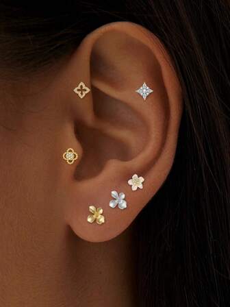 1PC S925 Sterling Silver Clover Earrings, Flower Earrings, Women's Flower Earrings, Gift For Her ,Sending Gifts To Girlfriends, And Friends Great Gifts Christmas Gifts