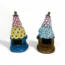 Gnomos iluminados para exteriores, decoraciones de jardín, diseño floral, figuras de enanos pequeños de resina para escritorio, patio y jardín. - Azul - Ver 8