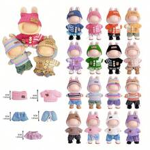 6.69 Inch Doll Clothes, Compatible With Doll, Includes 3 Outfits - Fashionable Bucket Hat, Sweater And Pants Or Skirt Set, Suitable For 6.69 Inch Doll, Cute Doll Figure Accessories For Play And Display (Shoes And Doll Not Included) - 卡其色 - 查看 1