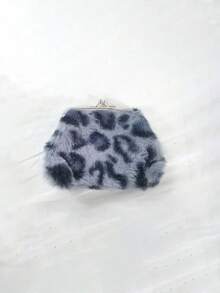 毛绒零钱包，短款毛绒零钱包，豹纹图案，适合女性/女孩，多功能便携式零钱包，女士礼物，全新设计，摄影风格，男女通用，耐用仿毛皮手拿包，可存放化妆品、手机、口红和其他小物件 - 彩色 - 查看 11