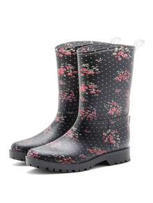 1 Pair Women's Mid-Calf Rain Boots, Fashionable Riding Style Waterproof Galoshes, Lightweight Outdoor Garden Rubber Boots - Multicolor - View 18