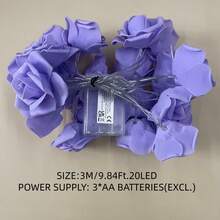 1串10/20灯1.5/3米玫瑰花串灯，浪漫仙女灯，适用于房间装饰、生日派对、婚礼、求婚、情人节礼物